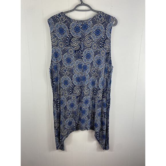 Catherines Plus Blue Medallion Lighthouse Point Blouse Popover Easy care Size 2X - Picture 4 of 6